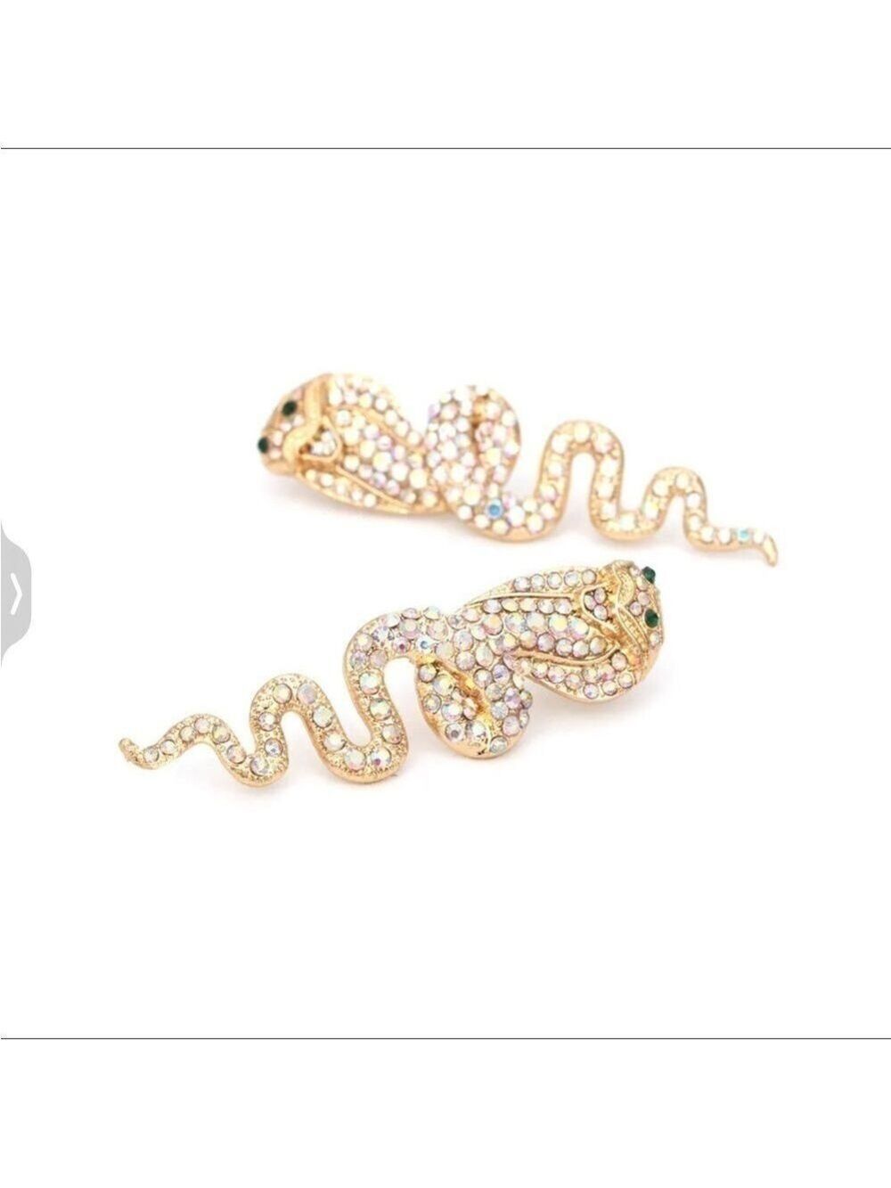 Betsey Johnson Gold Cobra Rhinestone Stud Earrings - Picture 4 of 6